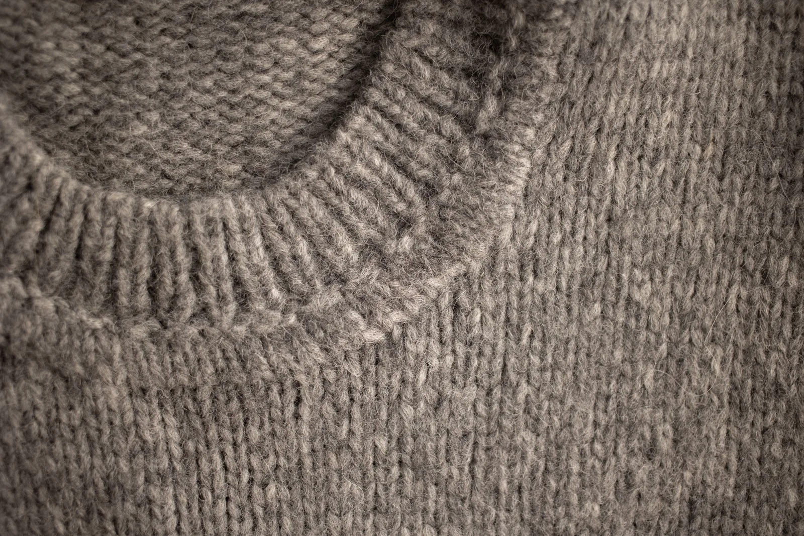 Close-up of a grey knitted wool